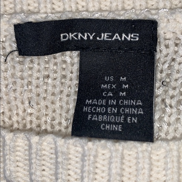 DKNY White Oversized Crew Neck Shimmer Sweater - Picture 5 of 7